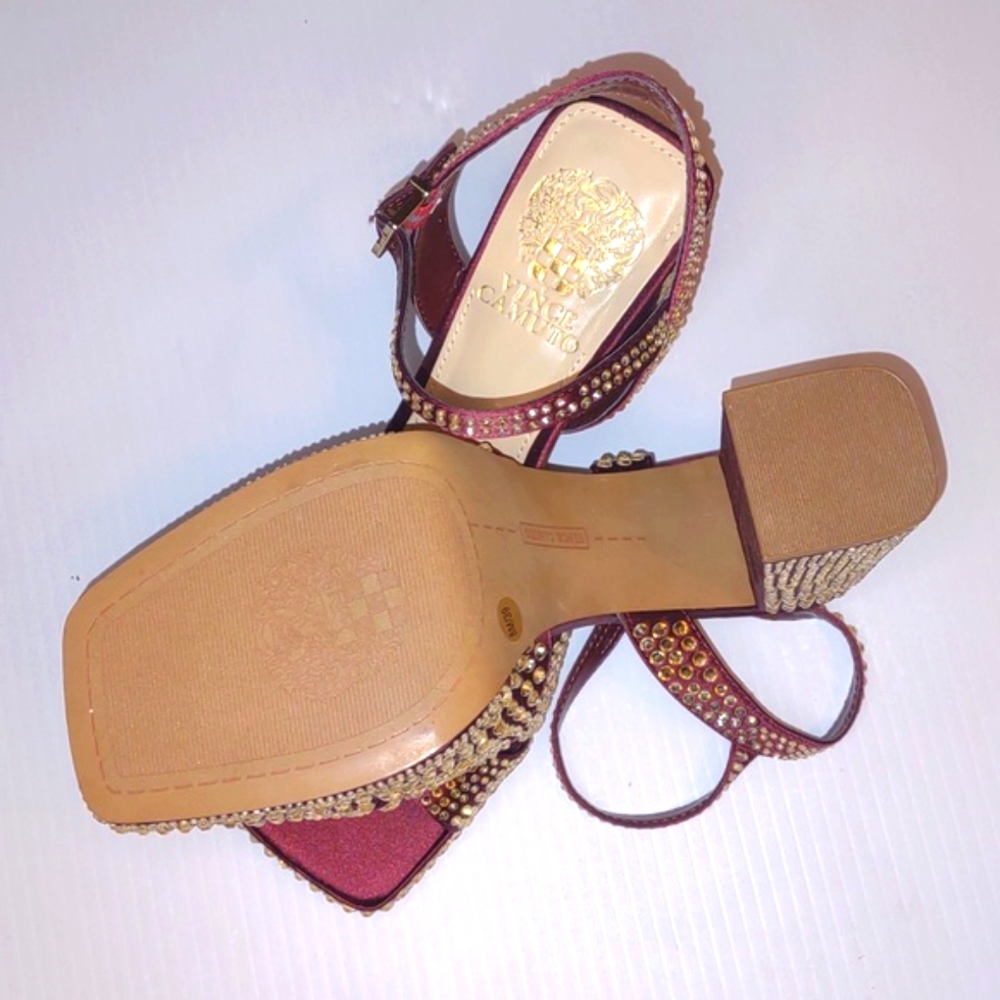 🐾VINCE CAMUTO VP-Pava Platform Heels in Burgundy Bordo Satin - Picture 12 of 17